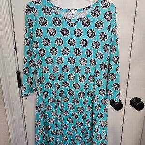 Lulu B Aqua printed 3/4 sleeve mini travel dress